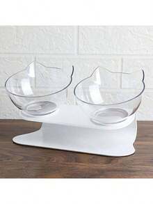 1pc Clear Double Pet Bowl