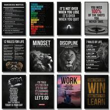 Motivational Quotes Success Canvas Poster Lion Mindset Is Everything Poster Wall Art Print Painting Office Living Room Decor - Multicolor - View 3