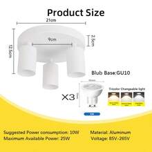 CANMEIJIA Spot encastré au plafond GU10, lampe de plafond moderne en aluminium, spots simples/doubles/triples/quadruples, noir/blanc, avec ou sans ampoules, installation facile, convient pour couloir, entrée, vitrine, pièce, cuisine, hall d'exposition, salle de lecture, salle à manger, bar, chambre, café, salon, magasin de vêtements