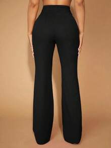 بنطلون بدلة نسائي ذو قصة ضيقة ذات جرس للخروج اليومي باللون الأحادي