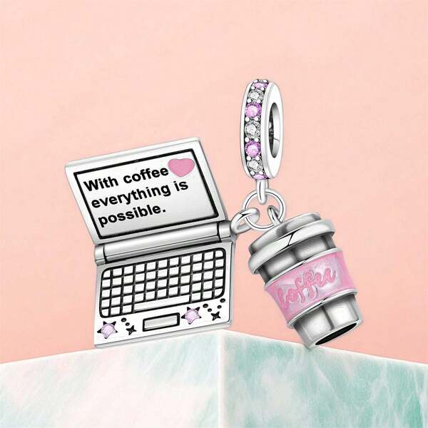 1 pieza Colgante plateado con encantos de hobbies, café y cuaderno para hacer pulseras y collares originales, ideal como regalo de cumpleaños para mujeres