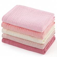 Baby Washcloths,Muslin Burp Cloths Towels For Newborns,Absorbent Cotton Bath Face Towel ,5 Pack, 12x12 Inches (Rosy Embrace) - Nhiều màu - Xem 1