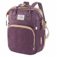 Baby Changing Backpack Stylish Multifunctional Large Nappy Baby Bag With Changing Mat - Purple - View 2