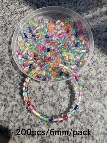 100pcs 6mm Candy-Colored Glass Beads, Imitation Jade Finish, For DIY Jewelry Making - Material: Glass, Perfect For Bracelets & Necklaces - Multicolor - View 31