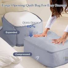2 Piezas Organizador Autocomprimible Ultra Comprimible, Bolsas De Organizador Para Edredones, Bolsa De Almacenamiento Plegable Que Ahorra Espacio, Para Edredones, Mantas, Ropa De Cama, Ropa - Gris - Ver 3