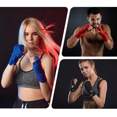 1 par de vendas para boxeo FIVING, de 3 metros no elásticas y 4.5m elásticas, para MMA, Muay Thai y Kickboxing, proporcionan soporte y protección para técnicas de boxeo, vendas absorbentes para la muñeca, para entrenamiento de Taekwondo y artes marciales, hechas de tela suave, vendaje deportivo flexible, bueno para competición y entrenamiento para proteger las muñecas y las manos, autoadhesivas