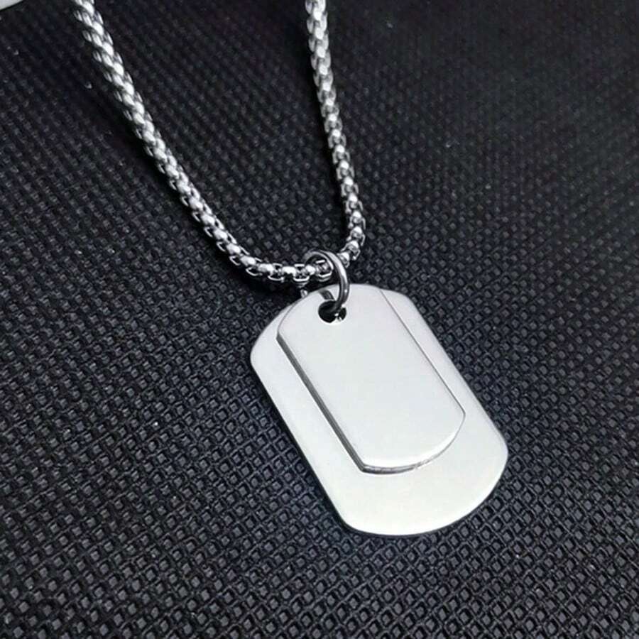 1 pieza Collar con colgante de placa de identificación de moda para madre e hijo, joyería con cadena de cuentas, accesorio versátil de ropa urbana