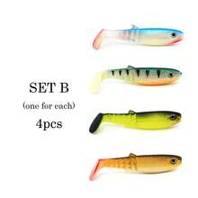 4 件逼真的软诱饵，9 厘米/6 克，带尾巴摆动，逼真的尾巴设计，适用于湖泊和海洋钓鱼、咸水和淡水、钓鱼装备和配件 - 彩色 - 查看 20