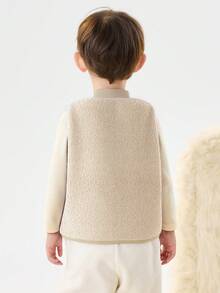 Balabala BalaOne 儿童羊毛背心 2025 冬季，半羊毛保暖打底衫，适合男孩和女孩 - 咖色調 - 查看 3