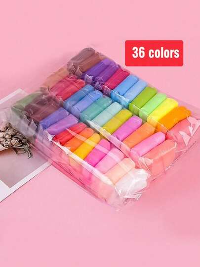 Moderner Stil Dekorative Tablett DIY Bastelset - 1 Set (12/24/36 Farben) Luftgetrockneter Ton Set für Plastilin Modellierton für Weihnachten, Halloween, Valentinstag Kunst- und Bastelprojekte, einfarbiges Muster, 12/24/36 Farben handgemachtes DIY weißes lufttrocknendes Tonset, bunte Modelliermasse, zufällige Farbe, Schulanfang