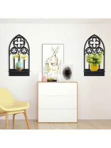 Gotische Wandleuchter Wanddekoration, schwarze Gothic Dekoration Bogenkirchenwand, gotische Wandlampe und Wanddekoration - Schwarze gotische Bogenkirchenwandkunst, Gothic Heimdekoration für Wohnzimmer, Küche und Esszimmer