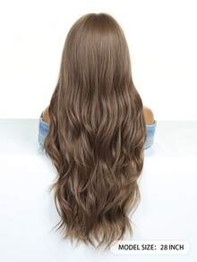 28 Inch Brown Wig Long Curly Wig With Bangs Natural Appearance Heat-Resistant Synthetic Wig Suitable For Fashionable Women,Daily Party Holiday Travel Use, Natural And Realistic False Hairpiece For Halloween And Christmas New Year Carnival Music Festival Cosplay ,Gifts For Girls,Summer Graduation Gifts,Ready-Made Gifts,Halloween Christmas Gifts - 棕色 - 查看 6