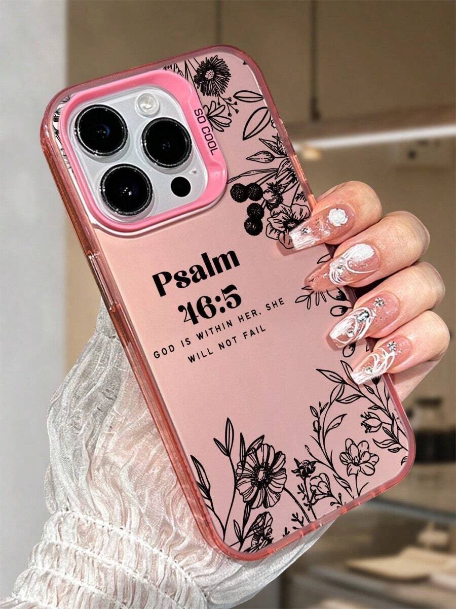1PC Psalm 46:5 Scripture Clear IMD Protective Painted Phone Case For IPhone 17 Pro Max 17 Pro 16 Pro Max 15 Pro Max 14 Pro Max 13 Pro Max 12 Pro 11 Pro Inspirational Christian Gift With Colorful Laser Back Religious Phone Case Fall Decor - Hồng - Xem 1