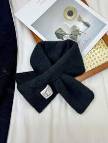 1 件儿童柔软保暖针织围巾，百搭厚款交叉围脖，适合男孩和女孩，秋冬 - 1pc - 查看 3