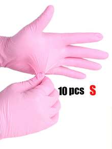 100/10/1pc (S, M, L, XL) Disposable Nitrile Gloves Pink Nail Polish/Tattoo/Eyelash Embroidery/Makeup Non Dirty Hand Protective Gloves Kitchen Dishwashing And Cleaning Rubber Household Nitrile Gloves Halloween, Christmas And Other Holiday Party Use - Pink - View 13