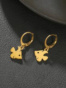 1 Par de Brincos Pingente de Animal em Aço Inoxidável - Borboleta, Libélula, Urso, Elefante, Espinha de Peixe, Cobra, Abelha, Macaco, Peixe - Adequado para Família, Amigos, Uso Diário, Presente