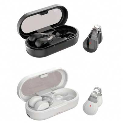 Fones de ouvido Sem fio Com Estojo De Carregamento – Fones de ouvido Pretos Elegantes Com Clipe, Controle De Toque, Microfone Embutido, Ideais Para Smartphones