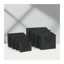 4pcs Black Paper Handbags Large, Medium And L Size Thread Rope Advertising Bags Gift Bags Clothing Store Packaging Bags