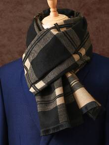 1 件流苏围巾，经典格子围巾，男女通用商务围巾，奢华披肩，男士时尚印花围巾 180 * 30 厘米，适合商务 - 彩色 - 查看 8