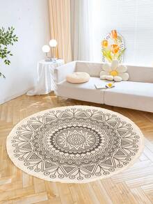 1pc BOHO Style Round Woven Carpet For Bedroom