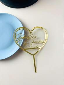 Personalized Wedding Cake Topper Custom Mr & Mrs Engagement Couple Anniversary Party Cake Decoration, Gold Mirror, Bridal Shower - Style B - View 10