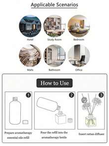 半套（每套3/9根）藤条香薰套装，含藤条香薰和替换花材，适用于家居和办公室装饰，主色