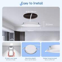 Aigostar Foco empotrable led techo,Iluminacion 9W equivalente 72W, Downlight Led Techo Redondo, 6500K Luz blanca fria, Ojos de buey de led, Ф118-128mm, 6 pack - Redondo-9w-6500k - Ver 3