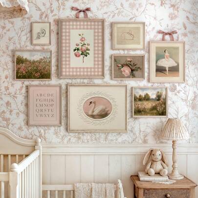 1 Piece Of Framed/Canvas Wall Art, Pink Art Set For Kids Room, Vintage Girl's Room Decor, Home Room Decor, Framed Wall Art, Framed Wall Decor, Home Decor, Wall Decor, Bathroom Decor