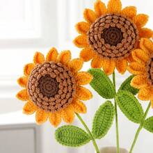 1/2/3 Stücke handgefertigte gehäkelte Sonnenblumen Garn Blumen - realistische gewebte Blumendekoration, geeignet für DIY Sträuße, Hochzeits- und Partydekorationen, romantische Geschenke zum Geburtstag, Jahrestag, Valentinstag, Lehrertag - Süß Akzente für den Schreibtisch Zuhause, perfekt für Weihnachts- und Feiertagsfeiern, ideales Geschenk für Freunde und Familie - Verschiedenfarbig - Übersicht 5
