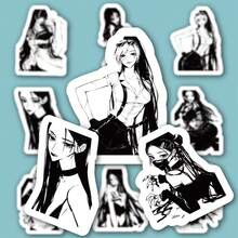 60 Stücke Schwarz-Weiß Anime Mädchen Serie mit hohem Attraktivitätslevel, sexy kaiserliche Schwester Aufkleber, geeignet für Scrapbooking, Tagebücher, Laptops, Wasserflaschen, Autos usw., mit positiven Botschaften als Geschenk