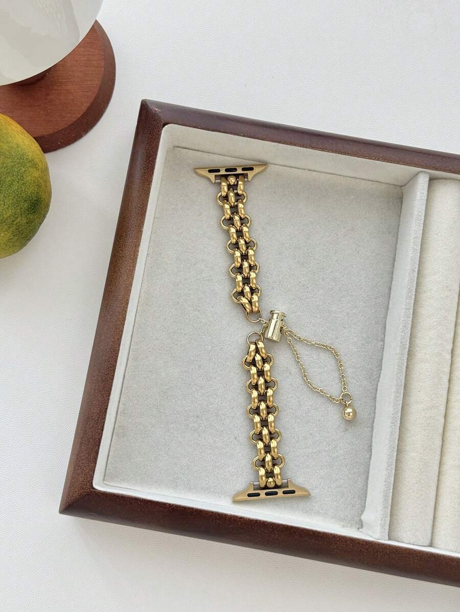 1pc New Arrival Simple Women's Girl's Metal Watch Bracelet Compatible With Apple Watch Band Series 11 10 9 8 7 6 5 4 3 2 1 38mm 40mm 41mm 42mm 44mm 45mm 46mm 49mm Ultra 1/2/3 SE Wristband Replacement For Watch Strap,Best Present To Girlfriend,Friend And Family For Valentine's Day,Birthday And Mother's Day(Only Watch Band)