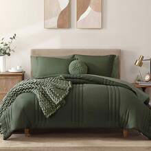 Haven Home Solid Comforter Set - 7 Pieces Bed In A Bag Bedding Sets With Comforters, All Seasons Down Alternative Comforter With Sheets, Pillowcases & Shams - Olive Green - View 8
