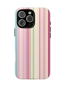 Pink, Blue And Yellow Vertical Stripes Two-In-One Matte Texture Phone Case Suitable For Compatible With Iphone17,16, 15, 14, 13, 12, 11, PRO MAX,PLUS,AIR,X,XS,As Well As , Galaxy S21/22/23/24/25 Ultra/FE+,NOTE20 Ultra,A71/56/55/54/53/52/36/34/26/25/23/16/15/14/13/06 - Nhiều màu - Xem 2