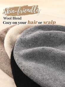 1 chiếc mũ len đan len màu trơn pha len dành cho cả nam và nữ, thời trang thu đông ấm áp thường ngày có gọng dành cho hoạt động ngoài trời, trượt tuyết, đạp xe - Nhiều màu - Xem 10