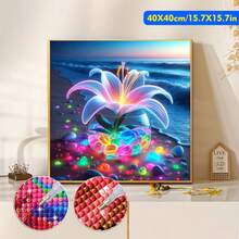 5D DIY Diamond Painting Kit, Luminous Flowers, Full Artificial Diamond Painting, Square & Round Diamond Painting Set, Handmade Home Office Wall Decor Gift