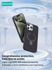 Koolife 1pc 360° Rotating Bracket Phone Case, Shockproof Air Cushion Full Protection, Liquid Anti-Slip PC+TPU Material, Independent Buttons, Suitable For IPhone 17 ProMax/17/17 Pro/17 Air/15/15 Plus/15 Pro/15 ProMax/16/16 Plus/16 Pro/16 ProMax/16e - Black - View 4