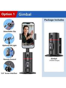 AXNEN Estabilizador de cardán giratorio a 360° para teléfonos inteligentes, cardán de escritorio con seguimiento facial para grabación anti-sacudidas, vlogging, transmisión en vivo de teléfonos inteligentes - Multicolor - Ver 16