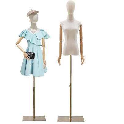 Cuerpo De Maniquí con Cabeza Desmontable, Modelo De Altura Ajustable para Exponer Ropa De Mujer, Brazos Y Base para Coser Ropa, Joyas,Maniquí Torso Tela Brazos De Articulables