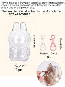 Protective Case For Labubu, Plastic Portable Storage Box For Labubu (Have A Seat) Plush Decorations With Keychain, Dustproof Scratch-Resistant Collector Display Compatible With Sitting/Standing Series