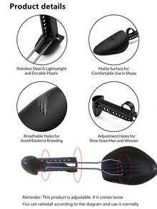 2pcs Adjustable Black Plastic Shoe Stretchers, Leather Shoe Trees, Sports Shoe Shapers, Shoe Stretchers, Shoe Covers - Unisex