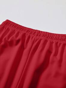 Men's Knitted Straight Leg Pants, Lightweight, All-Match Versatile Casual Sweatpants For Summer - Red - View 4