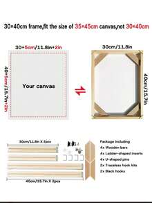 1 Set de bastidor de lienzo de madera Kit de barras DIY para enmarcar pintura al óleo, decoración de arte de pared 12X16 16X20 16x24in 20x40in