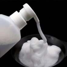 1 pieza Botella con bomba espumosa para el cabello, para solución de peinado permanente - Dispensador de presión lateral conveniente, envase de plástico recargable para tratamientos de salón, botella de espuma para permanente en frío, diseño ergonómico de la botella | Mecanismo de bomba duradero | Solución de cuidado del cabello sin fragancia, artículos esenciales para el cuidado del cabello