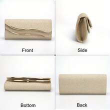 Elegante Borsa da Sera da Donna di Alta Gamma, Clutch da Sera Scintillante, Decorazione con Doppie Strisce Metalliche, Adatta per Balli, Feste e Grandi Banchetti