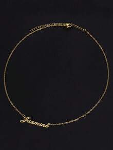 1 Peça Colar Personalizado com Nome Vazado Dourado e Prata, Colar Personalizado de Aço Inoxidável Dourado com Nome Vazado, Presente de Joia de Casamento, Natal para Amigas, Família, Irmãos, Esposas, Um Bom Presente Dourado, Rosa, Estiloso, Moda de Outono, Vintage, Unissex, Simples, Casual, Hipster, Gótico, Punk Personalizado, Único, Presentes Ideais para Ela