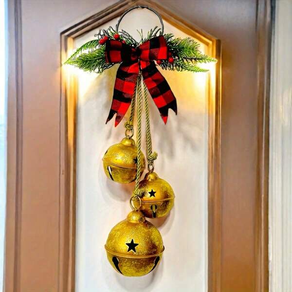 1 pieza de campanas de Navidad con lazo, una serie de campanillas de Navidad, decoraciones de campanas de Navidad, adornos navideños, decoraciones de muebles navideños, colgantes navideños, decoraciones navideñas, decoraciones navideñas, decoración de invierno para el hogar
