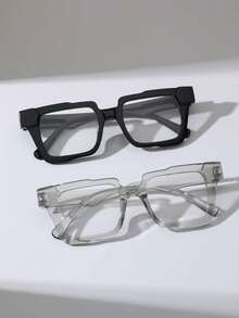 1/2pcs Plastic Black Geometric Full Frame New Personalized Modern Simple Style Men Clear Glasses For Daily Life Musical Festival Street-Photography Back-To-School Essentials Weekend Outfit Appointment Outfits Fashion Accessories Suitable For All Face Shapes