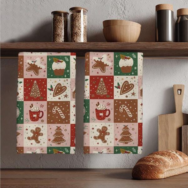 MEMNUN 2pcs Merry Christmas Gingerbread Man Patchwork Print Kitchen Towels, 15.75*23.62in (40*60cm) Super Soft Absorbent Microfiber Dish Towels, Hand Towels, Dish Cloths, Home & Kitchen Decor, Cooking Baking Tea Towels, Cleaning Supplies, Suitable For Restaurant, Kitchen, Christmas Holiday Decoration And Gifts, All Season