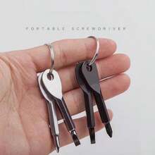 2件套迷你螺丝刀钥匙扣，小巧金属工具，日常使用，无需用电，多功能迷你口袋螺丝刀套装，包含一字螺丝刀头和各种螺丝刀头，便携式钥匙扣维修工具，适合户外露营、EDC装备 | 小巧设计 | 耐用钢材，螺丝刀头，厨房工具 - 彩色 - 查看 5