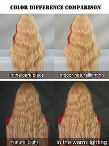 7JHH WIGS Long Wave Blonde & Red Highlight Wigs For Women - Loose Fluffy Wavy Curly Wig With Bangs, Full Machine High Density Synthetic Heat Resistant Fiber Hair, Exaggerated Style Anime Halloween Costume Wigs For Cosplay Wear, Masquerade Ball & Music Festival Carnival Party Use 26 Inch - 挑染紅色 - 查看 8